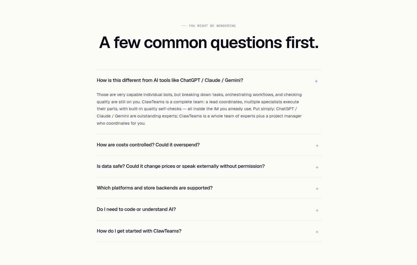 ClawTeams Faq