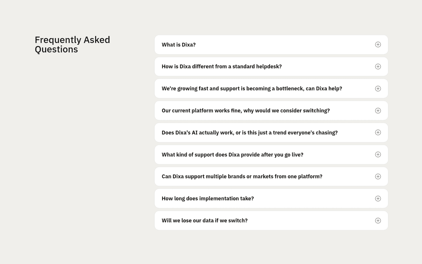 Dixa Faq