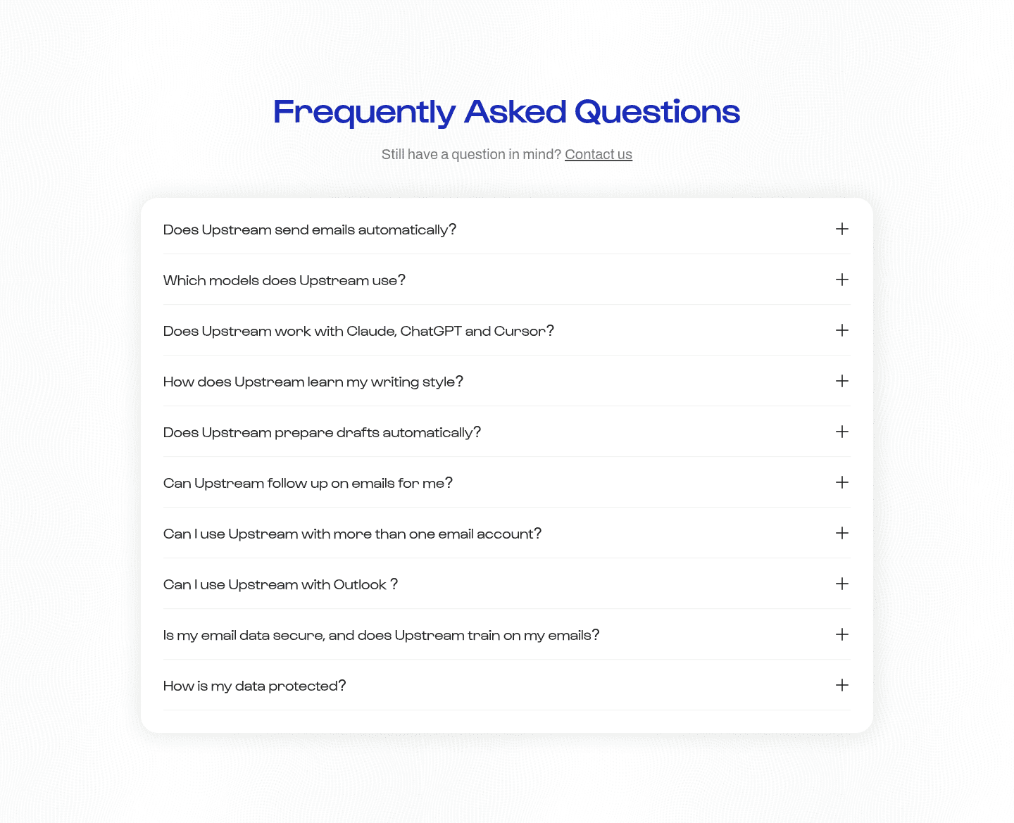 Upstream Faq