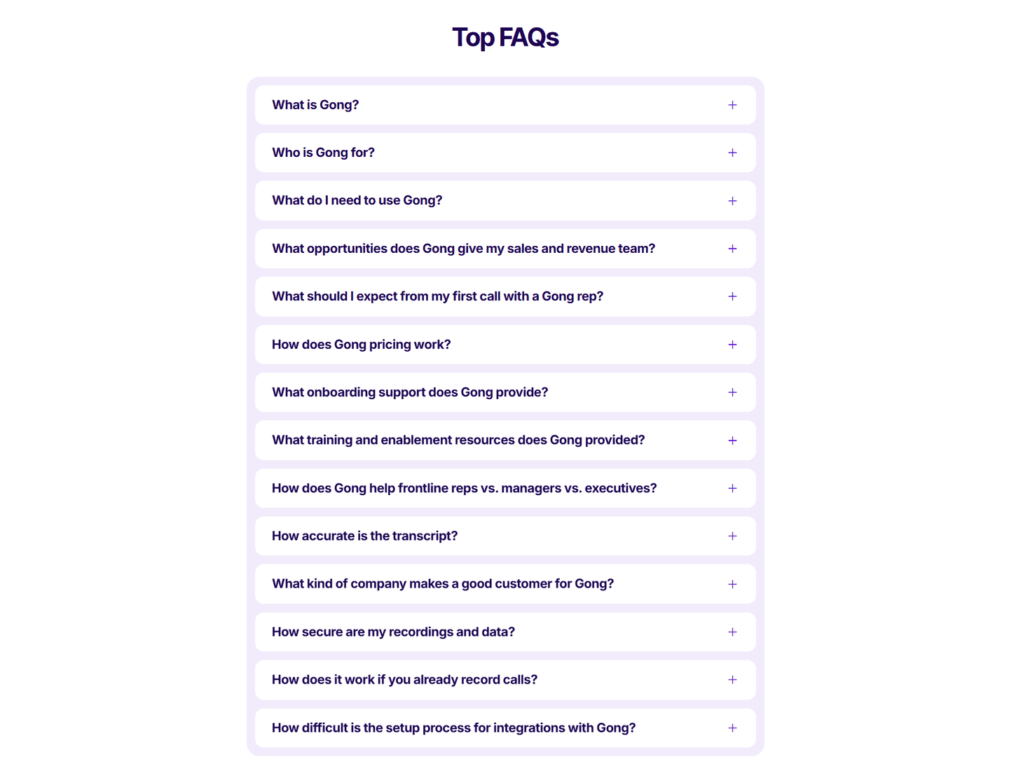 Gong Faq