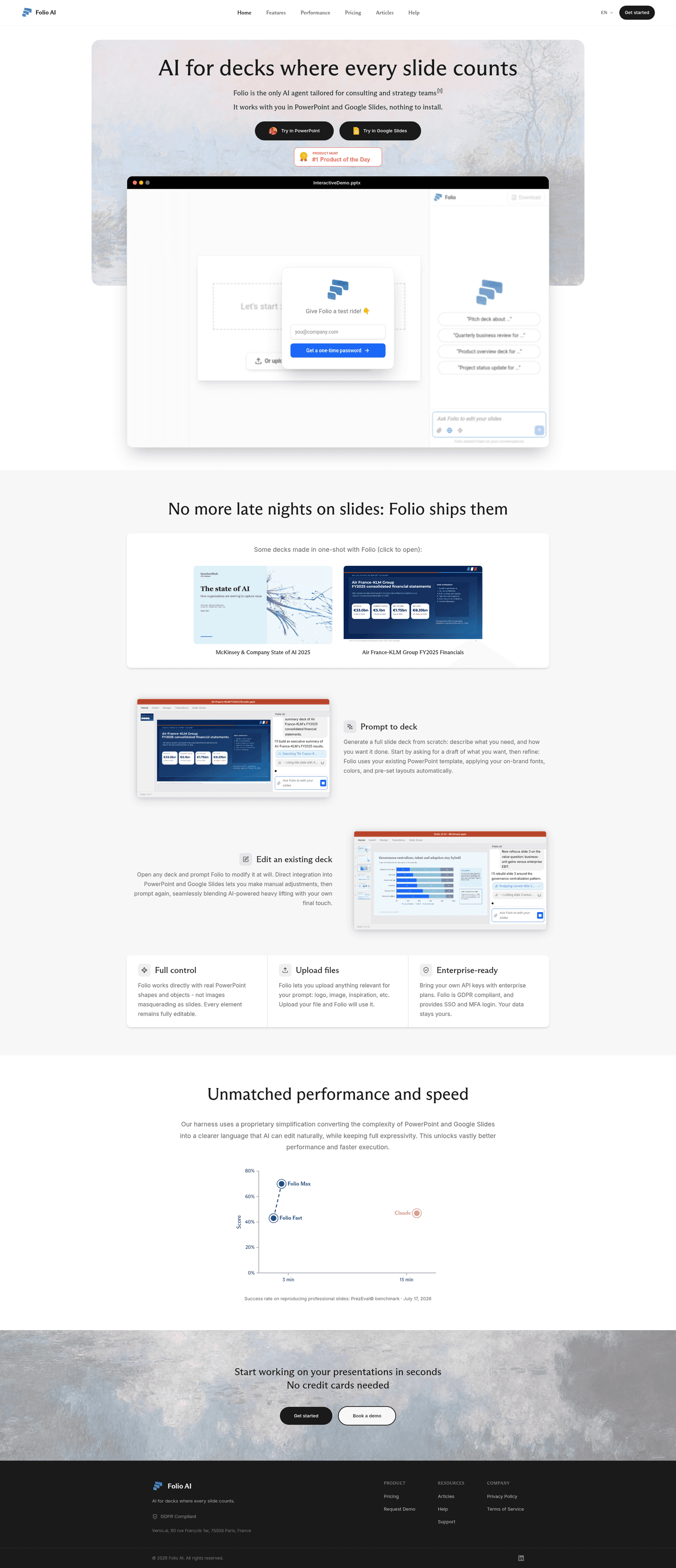 Folio AI homepage