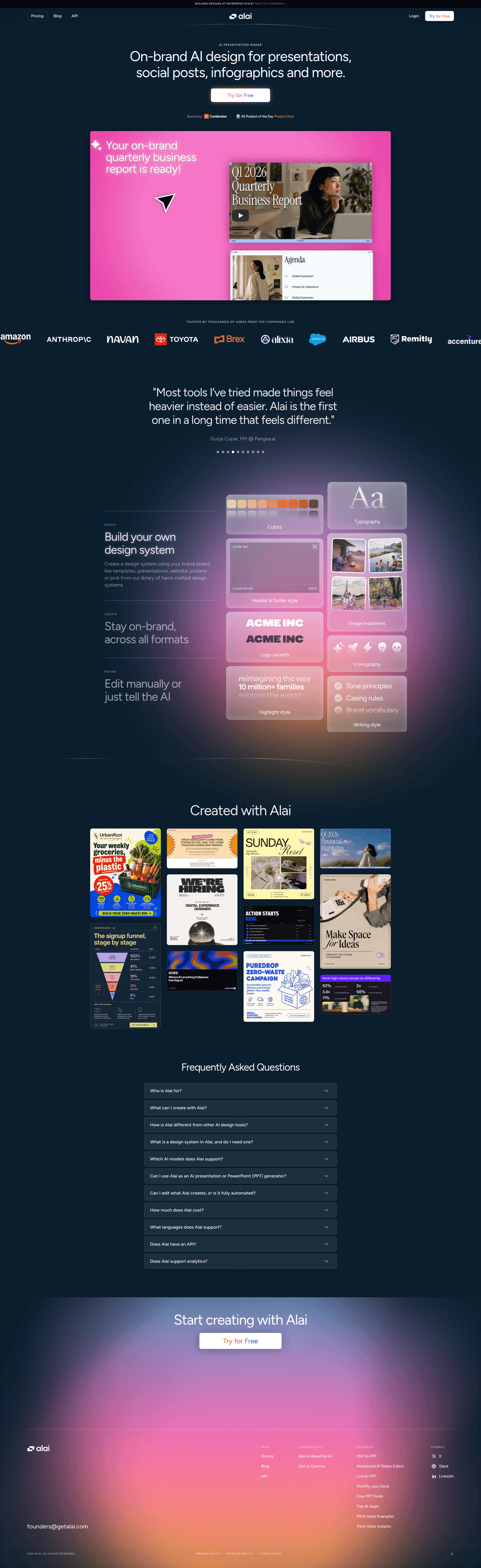 Alai 2.0 homepage