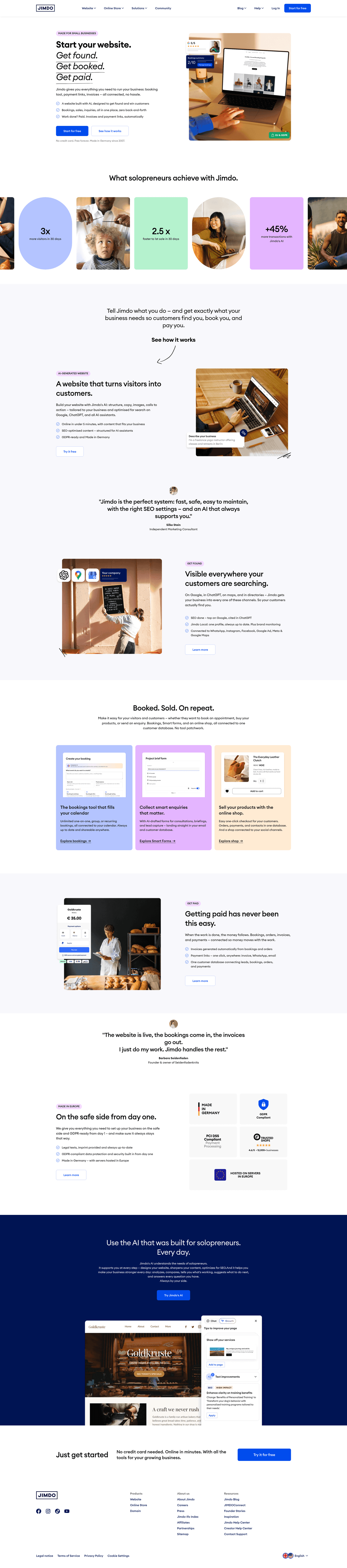 Jimdo homepage