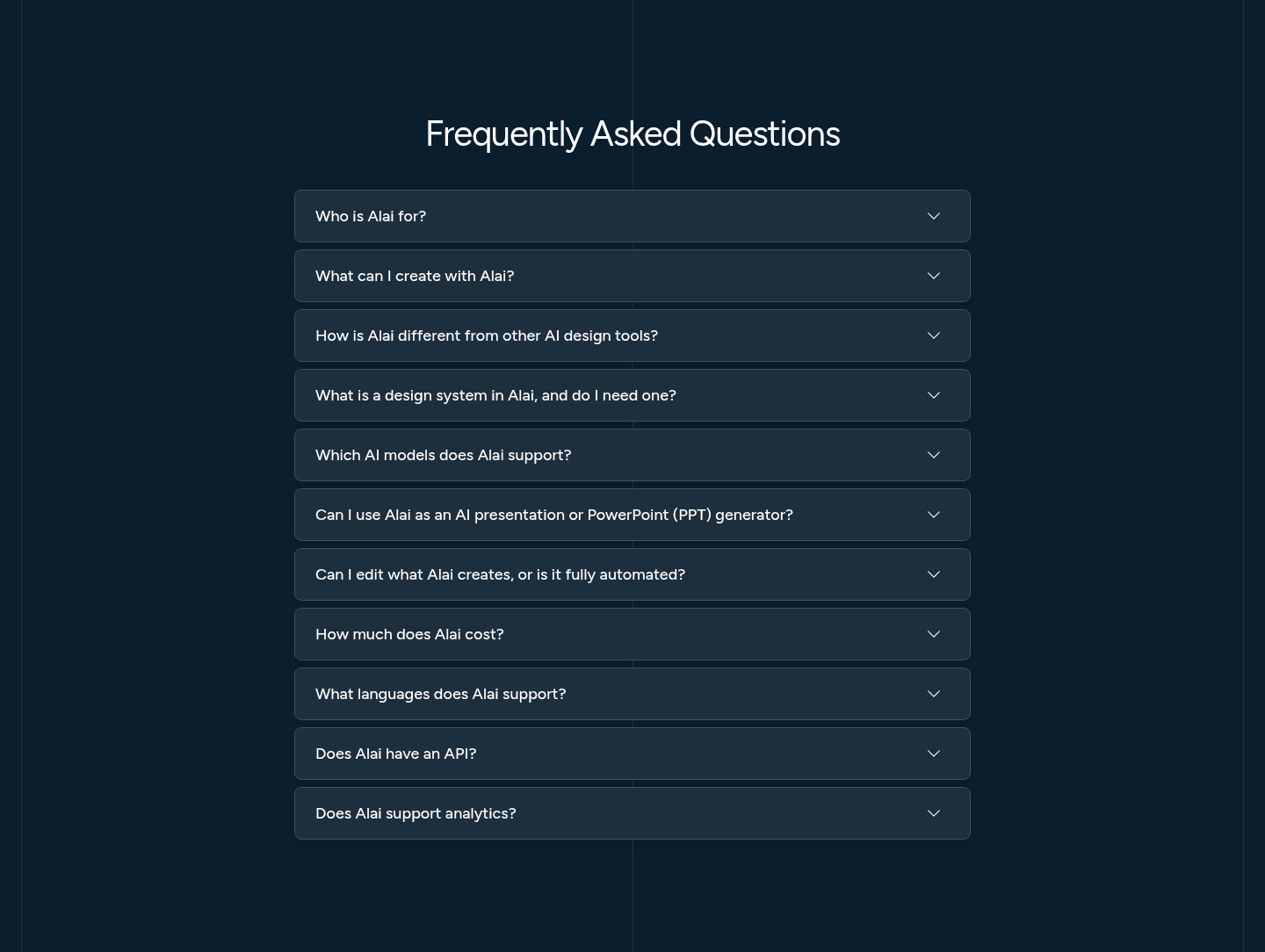 Alai 2.0 Faq section