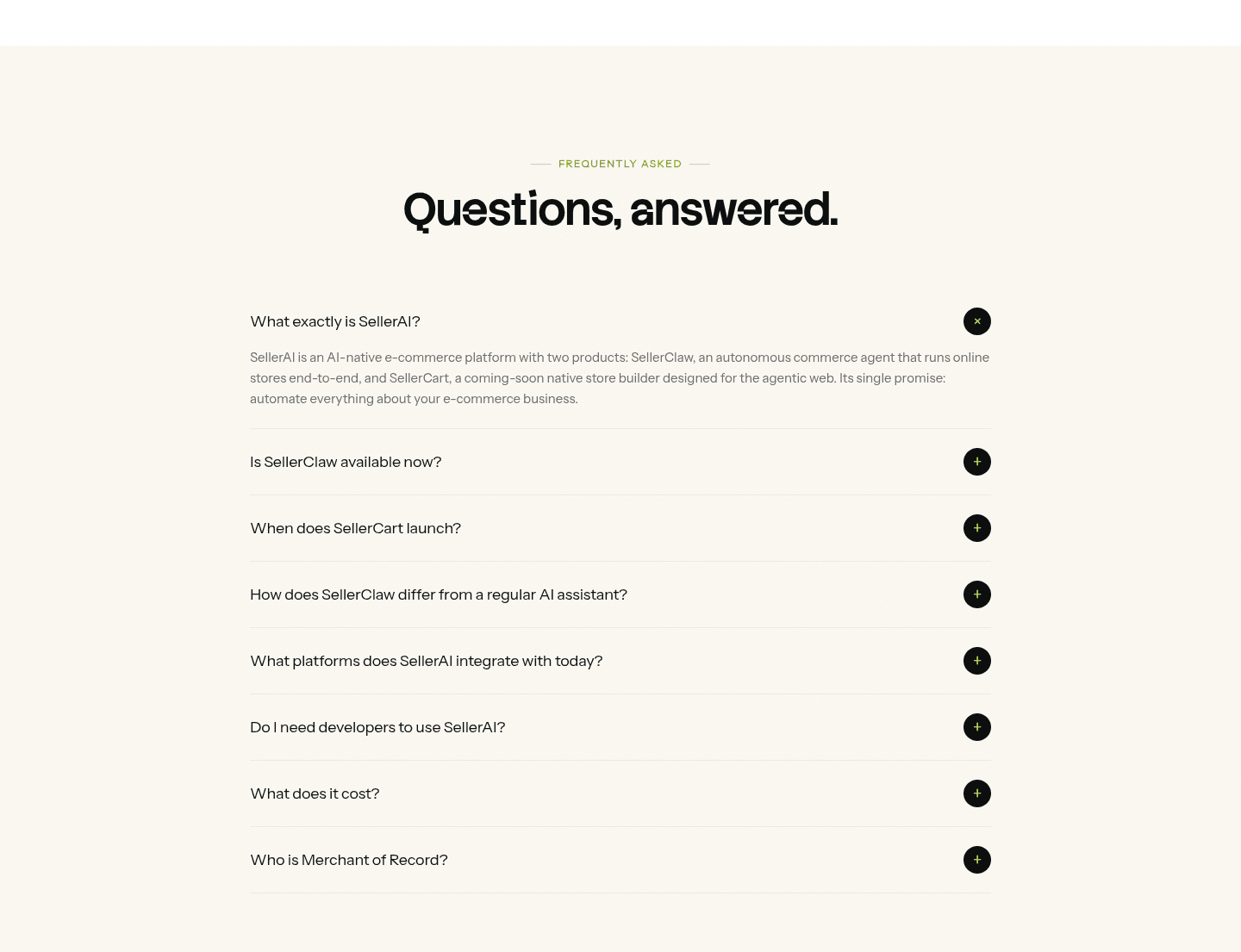 SellerClaw faq section