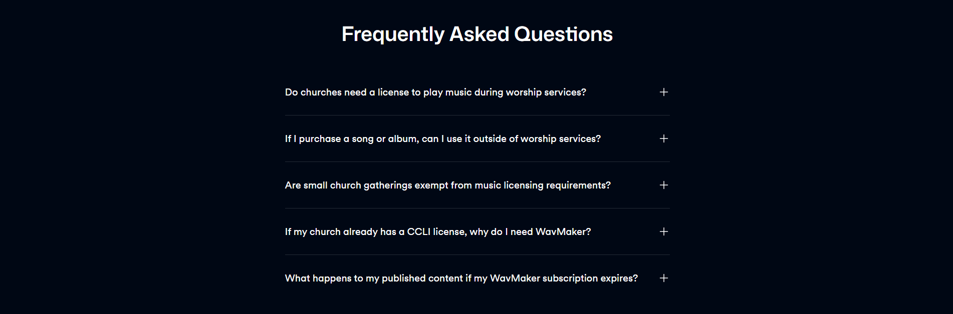 WavMaker Faq section