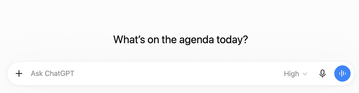 A chat box asking "What's on the agenda today?", the default screen of a chat-first tool