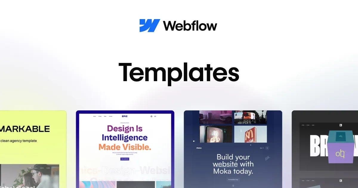 Webflow's template gallery, a visual CMS that hosts the site for you