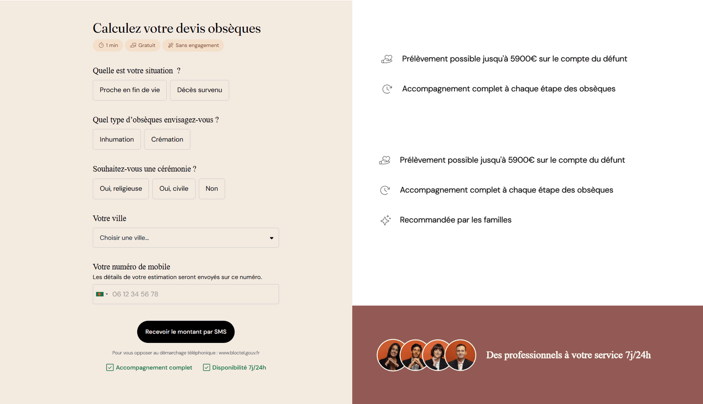 Exemple de section contact de Inmemori