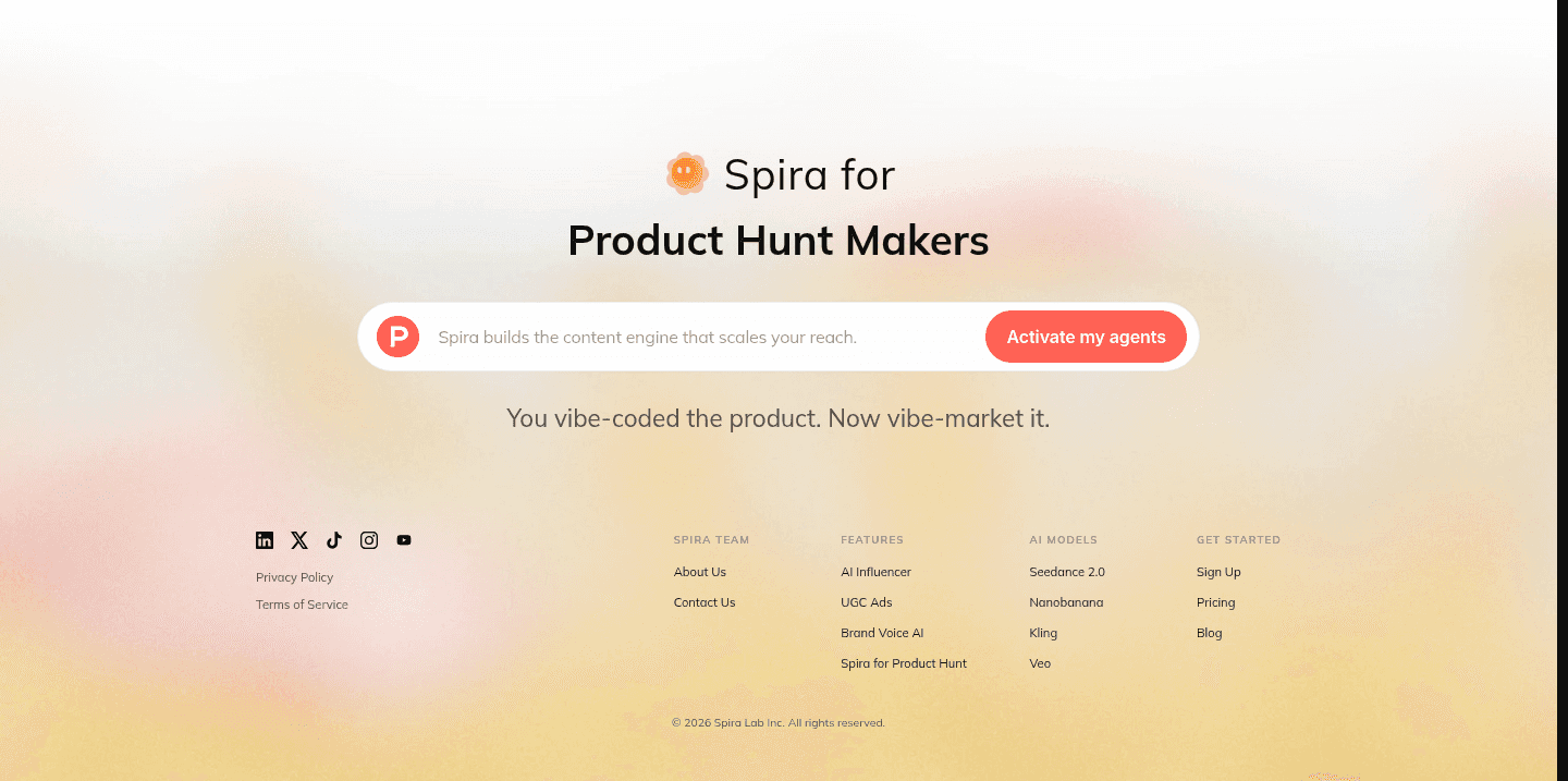 Spira for Product Hunt Makers Cta
