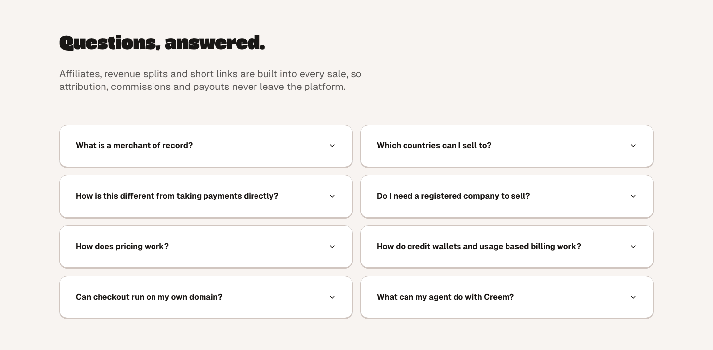 CREEM 2.0 Faq