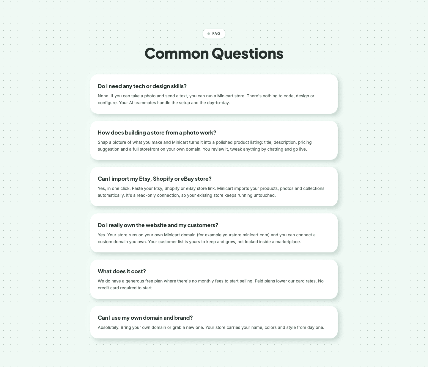 Minicart Faq