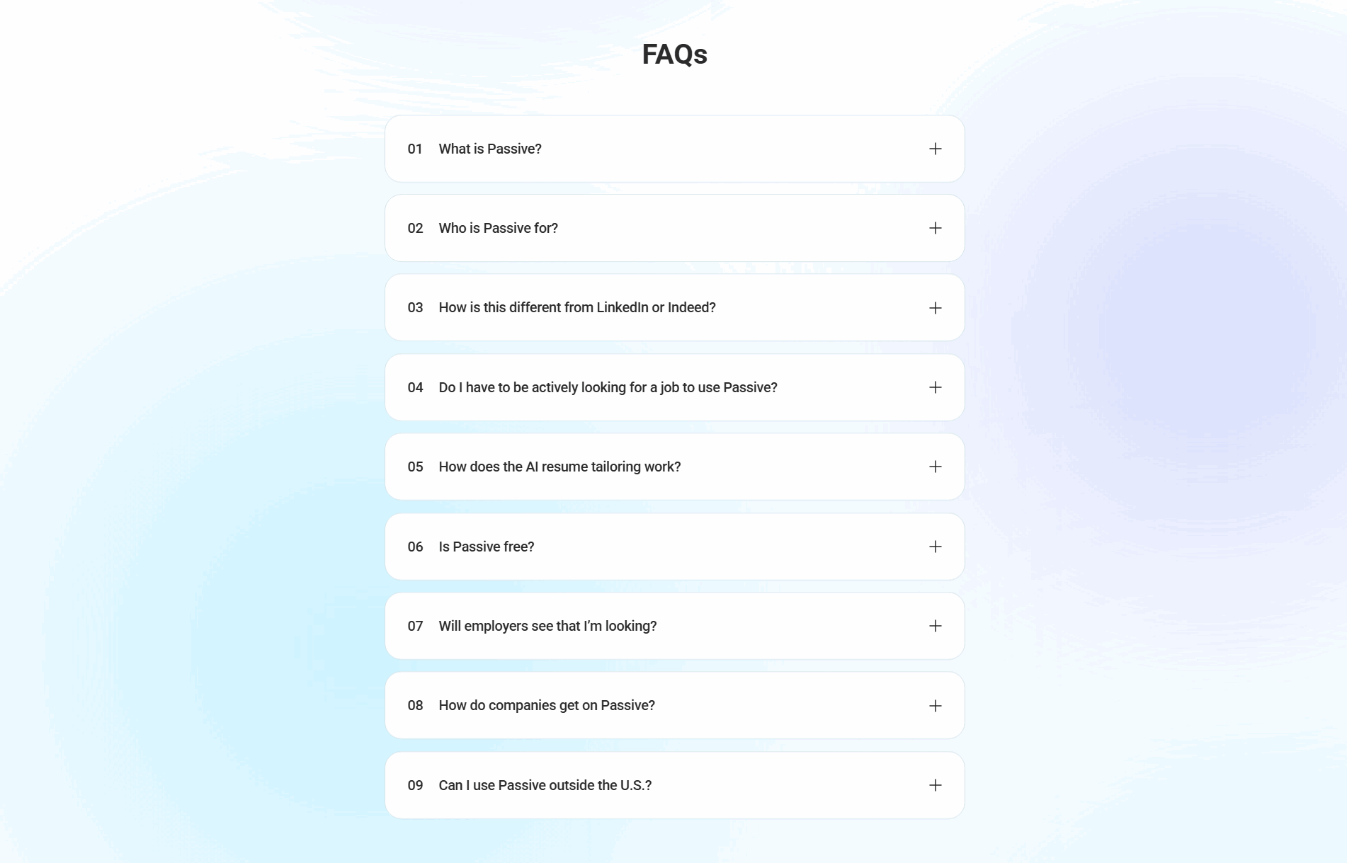 Passive Faq