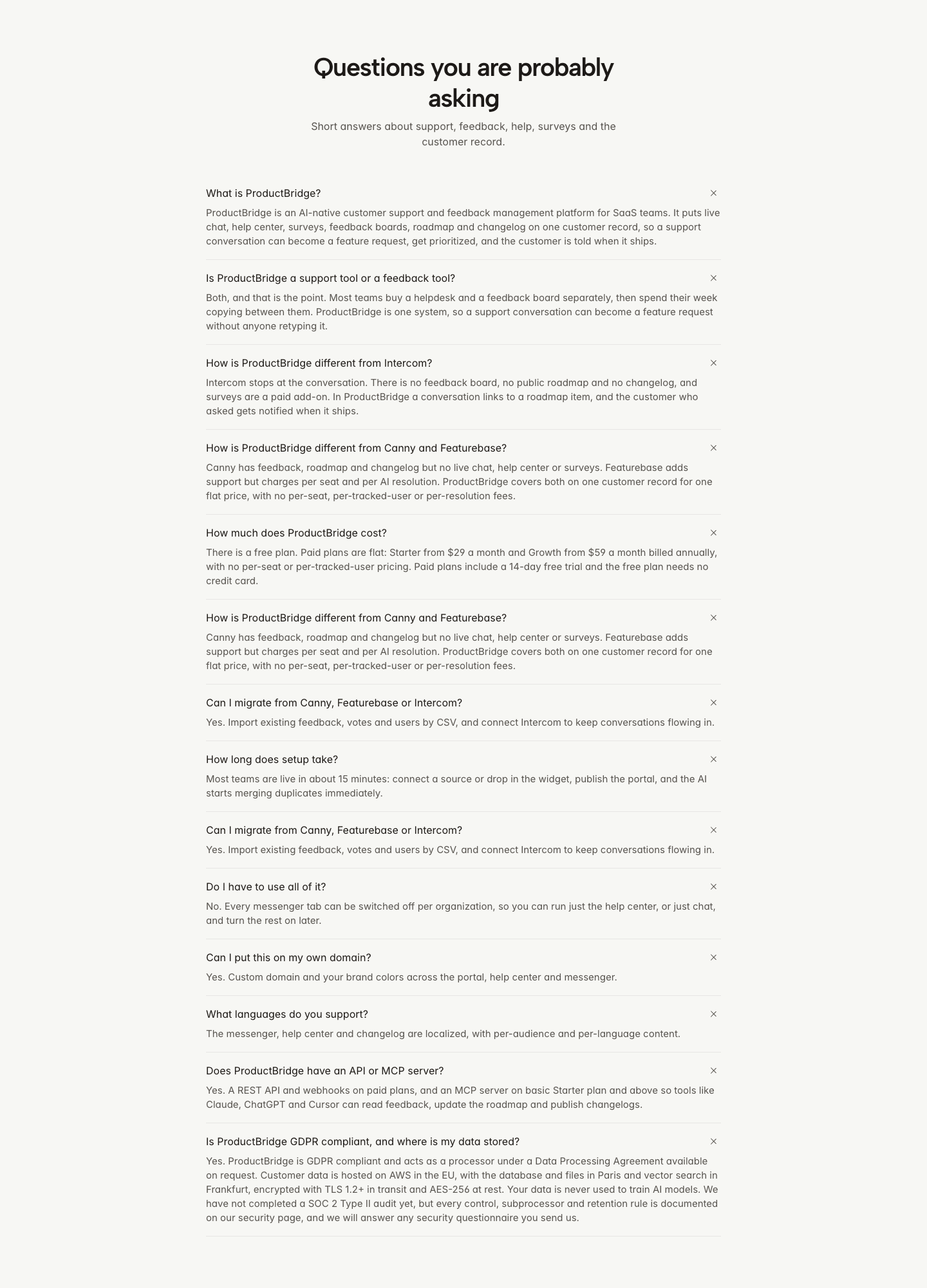 ProductBridge Faq