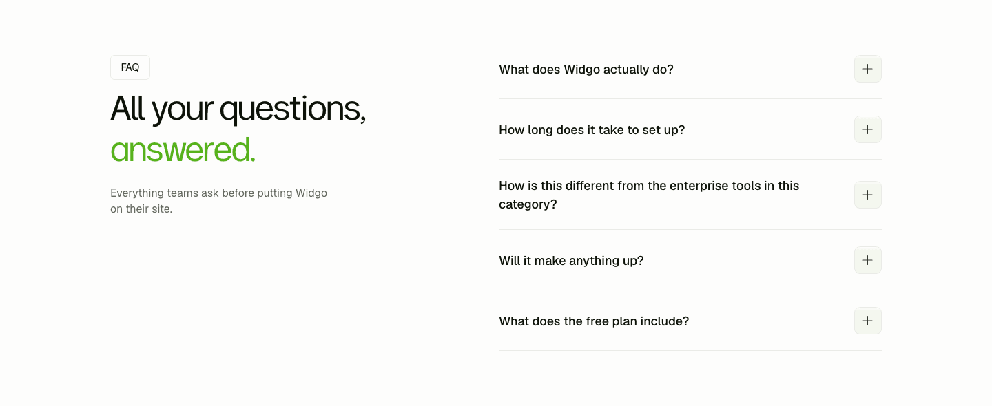Widgo Faq