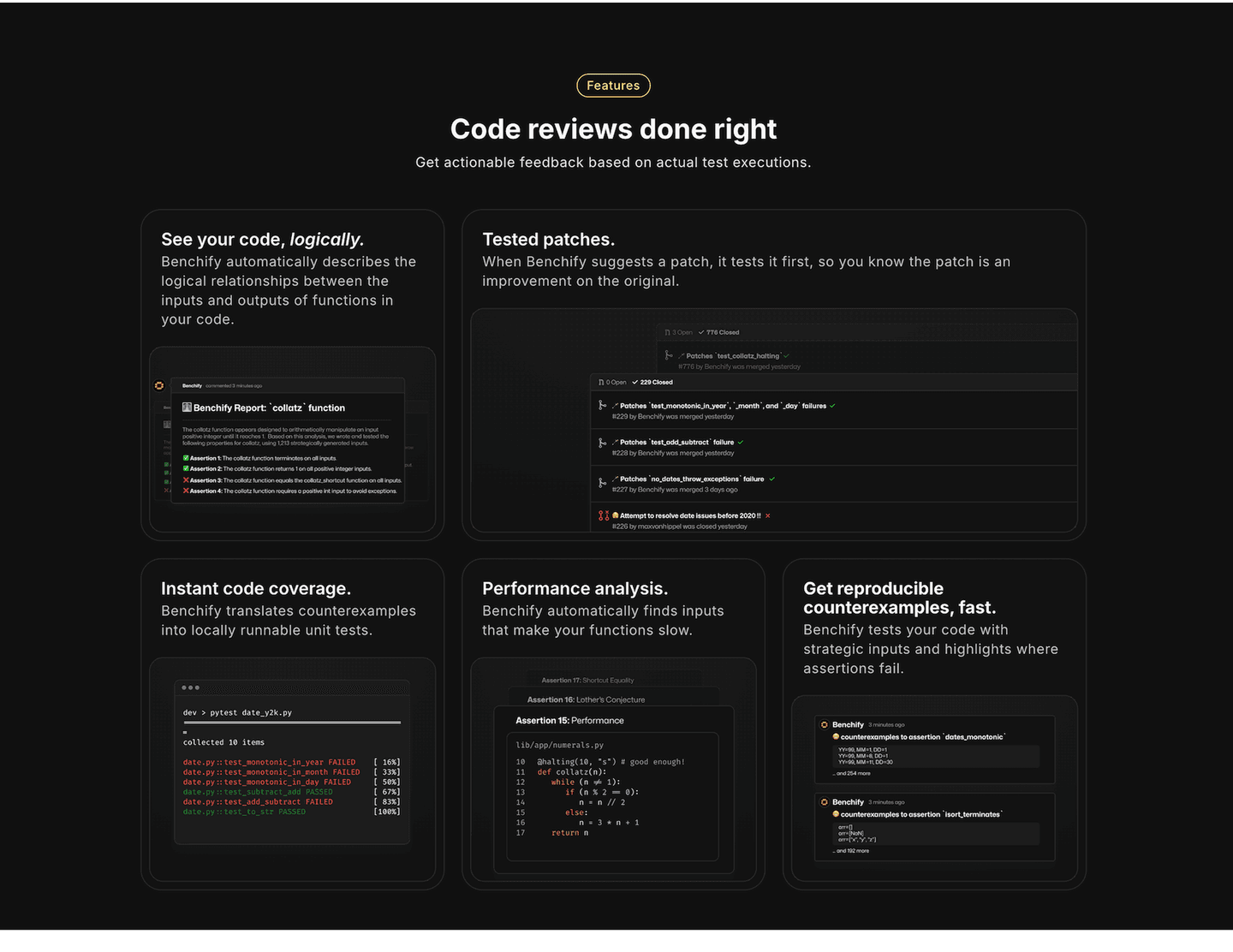 Benchify Features