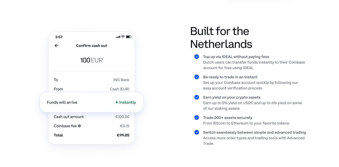 Coinbase Features section