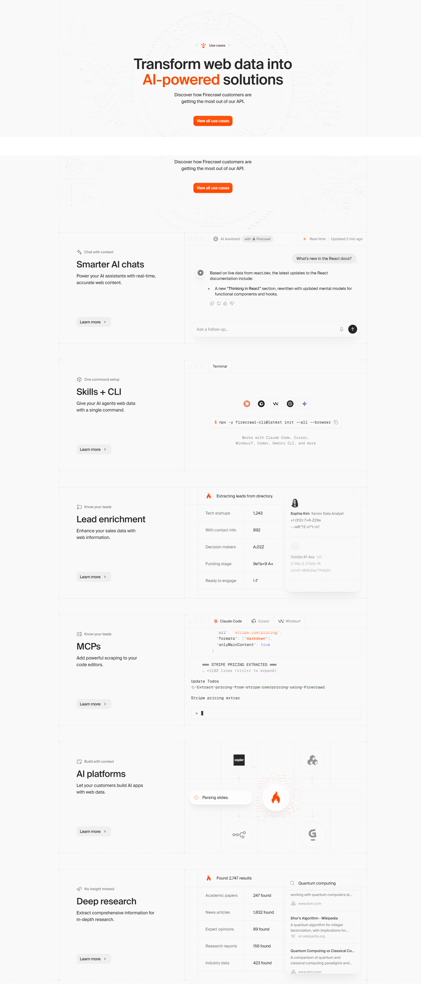 Firecrawl features section