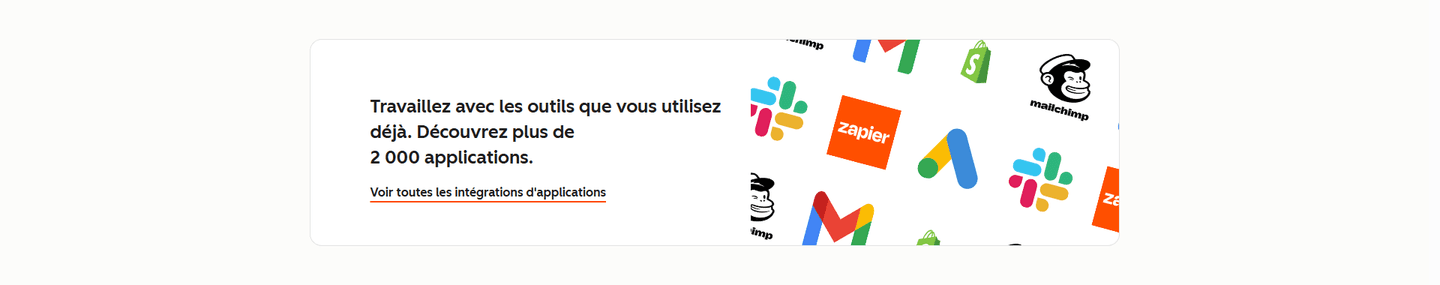 Exemple de section intégrations de HubSpot