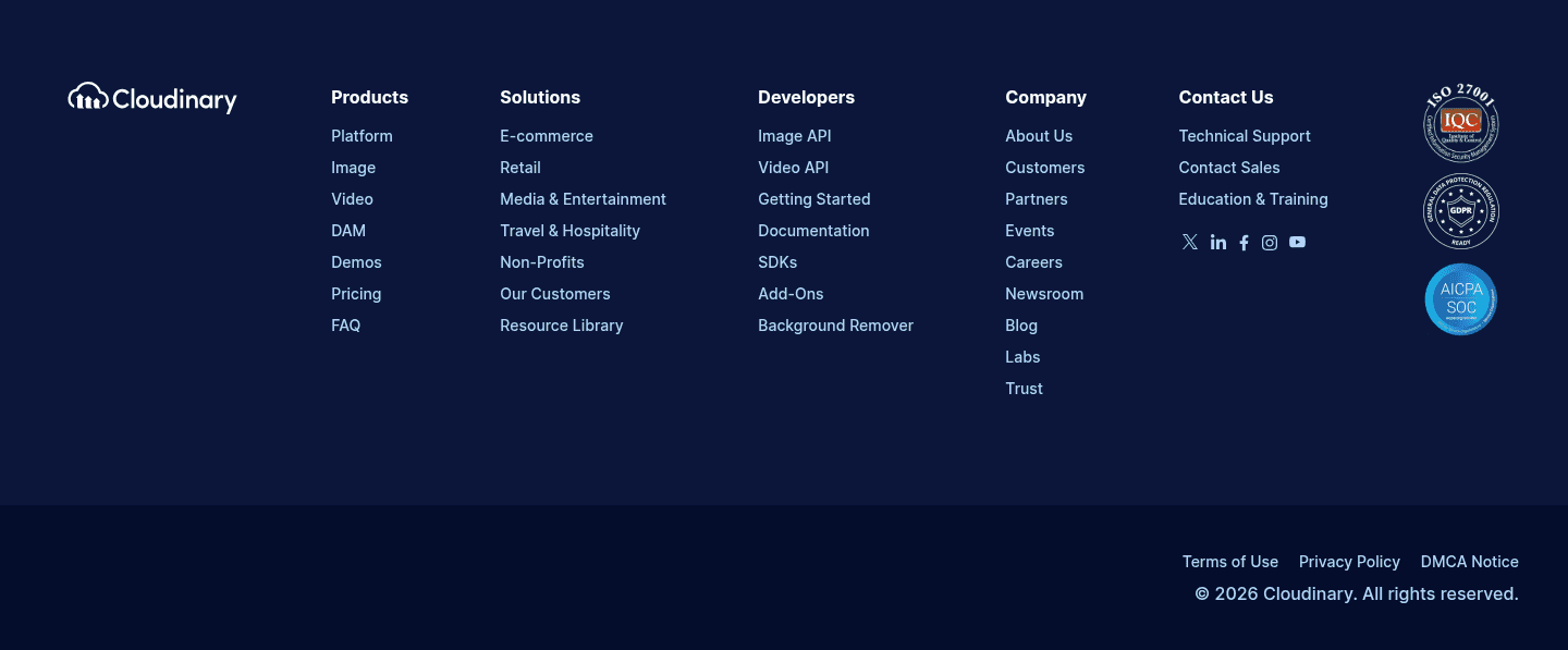 Cloudinary Footer