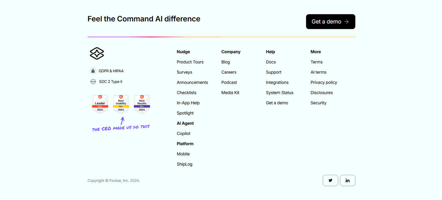 CommandBar Footer