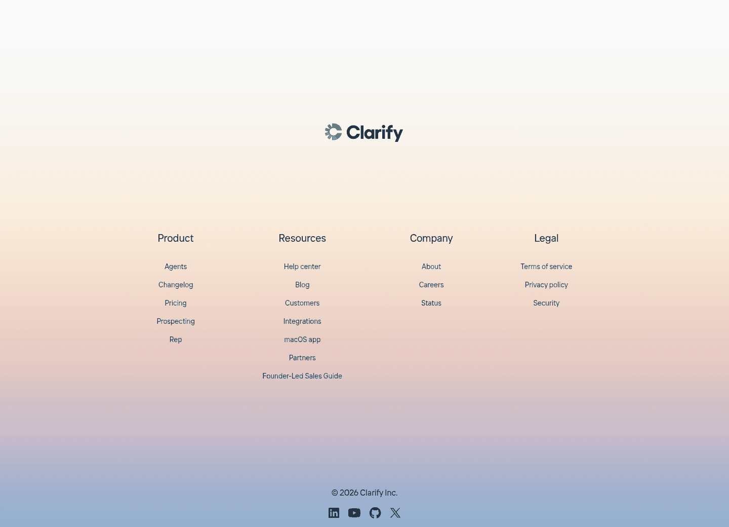 Customer Relationship Agents by Clarify Footer