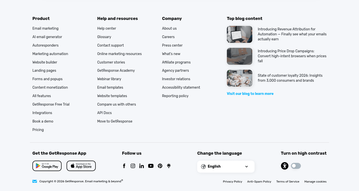 Getresponse Footer