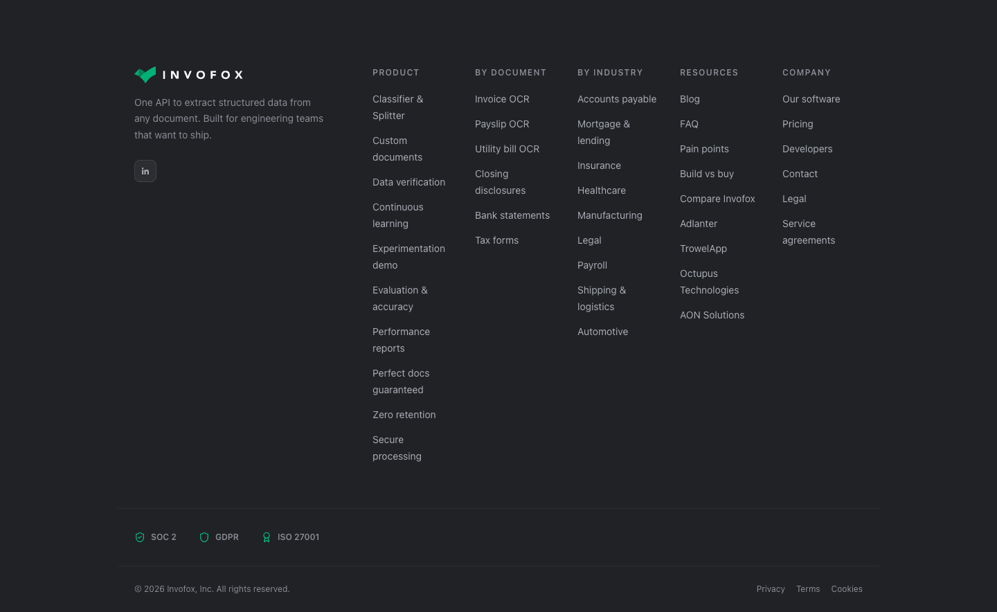 Invofox Self Serve Footer