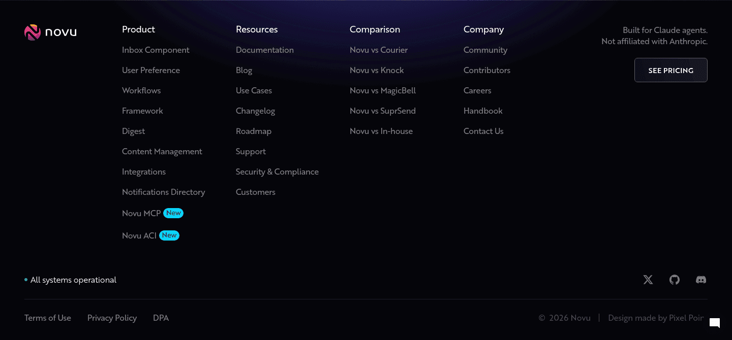 Novu Connect Footer