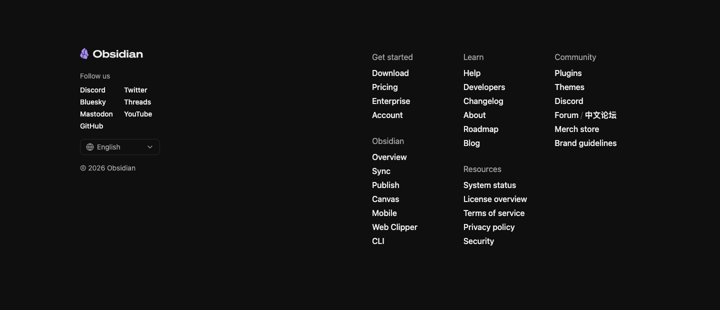 Obsidian Footer