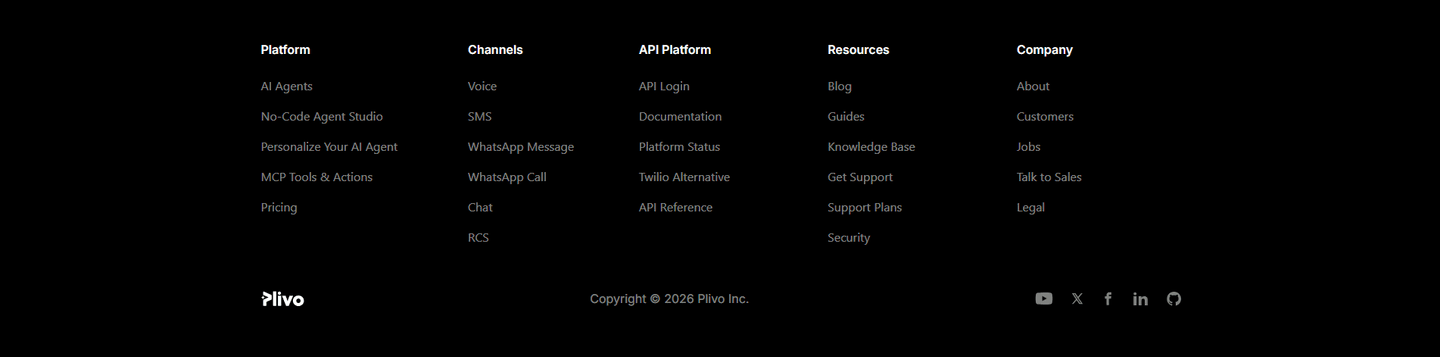 Plivo Footer