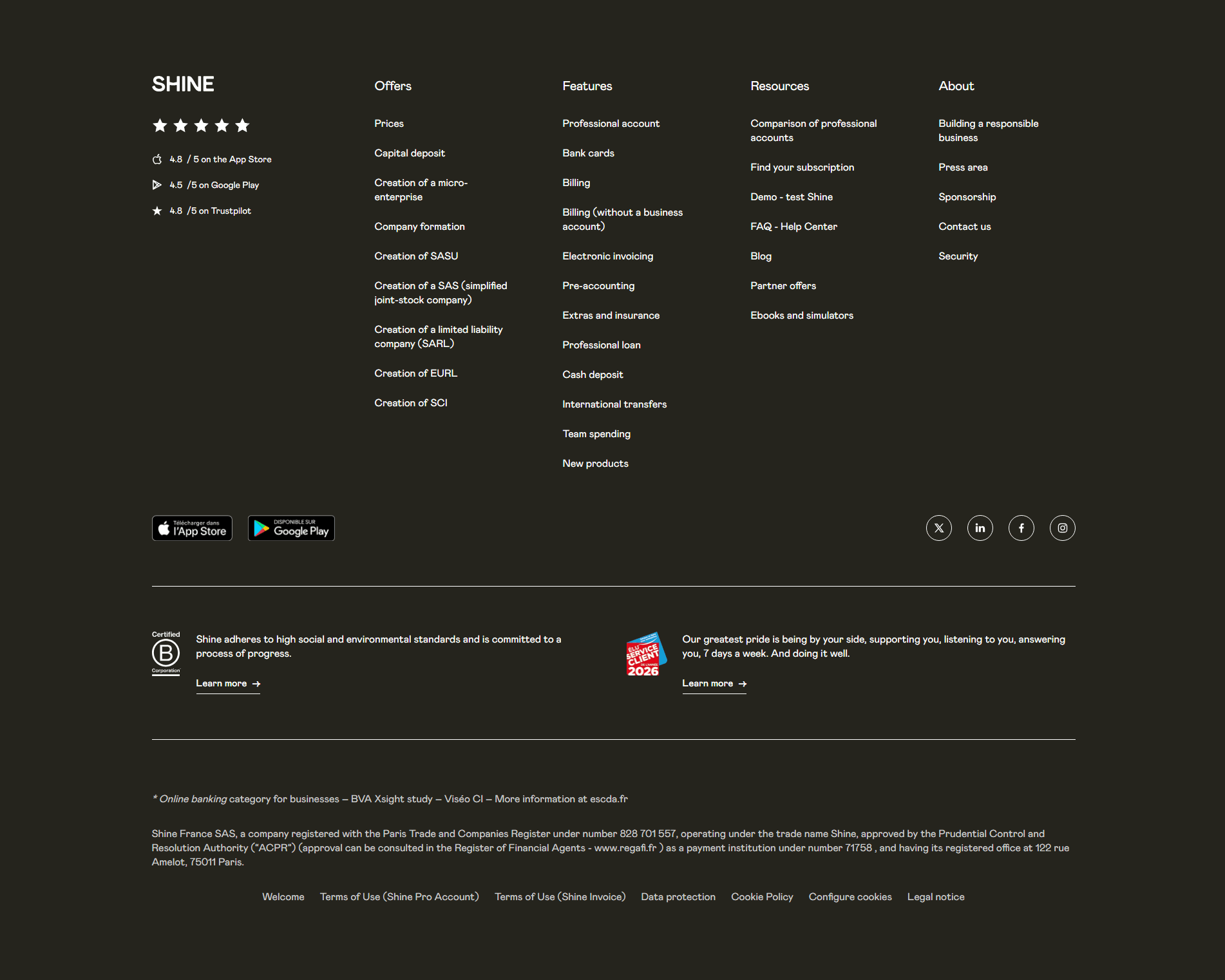 Shine Footer