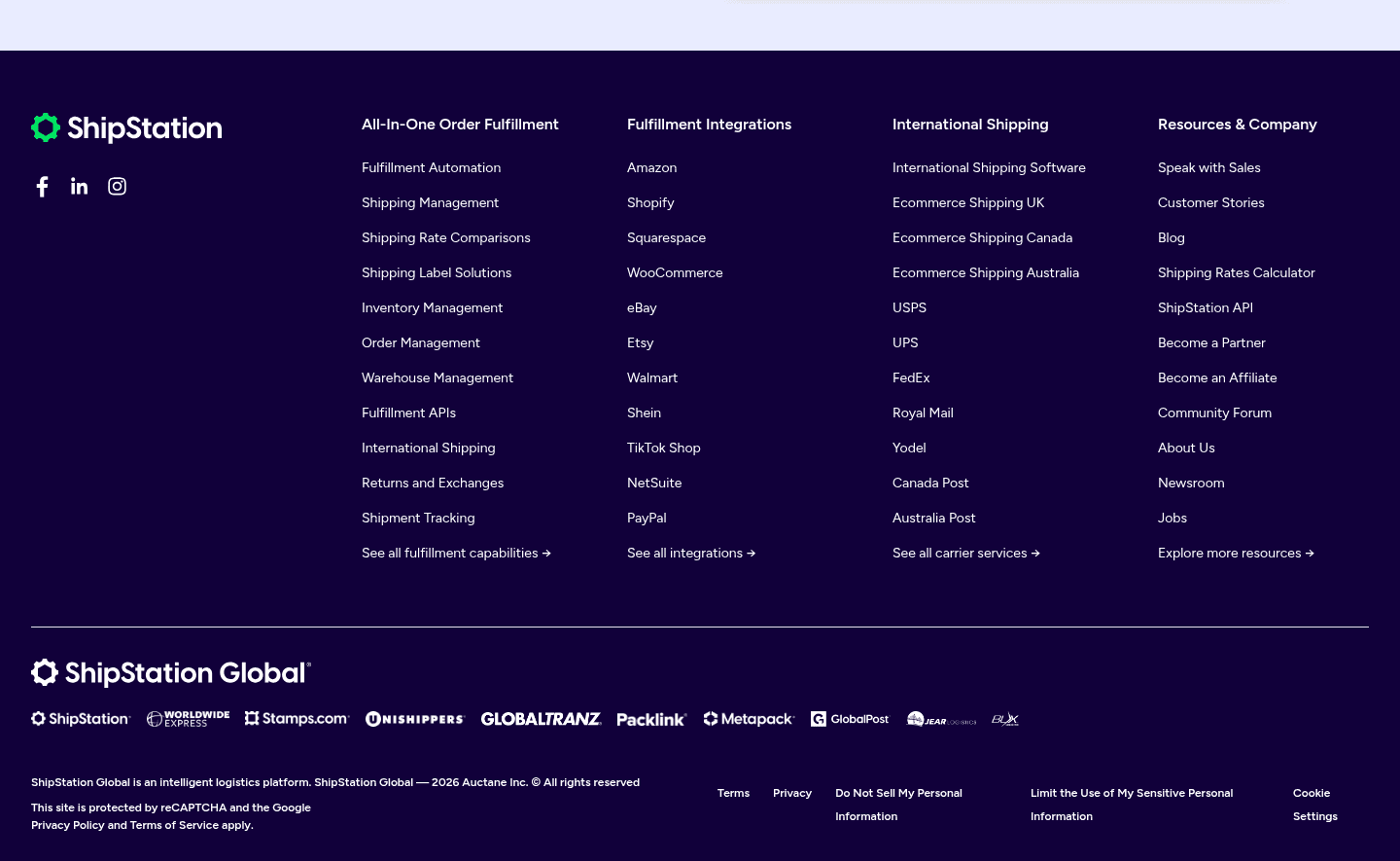 Shipstation Footer