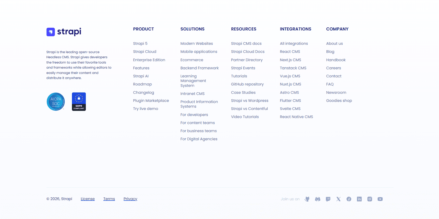 Strapi Footer