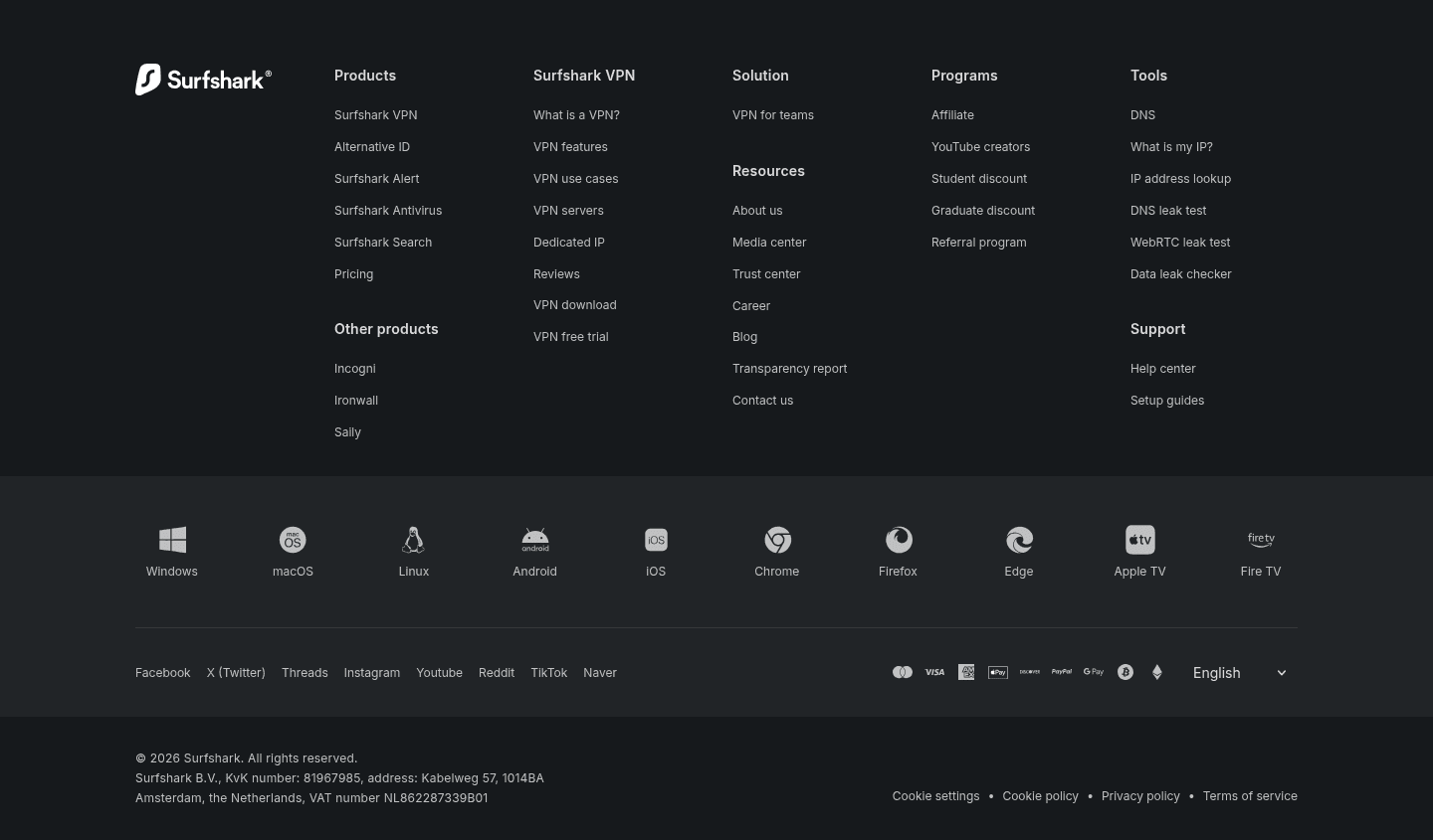 Surfshark Footer