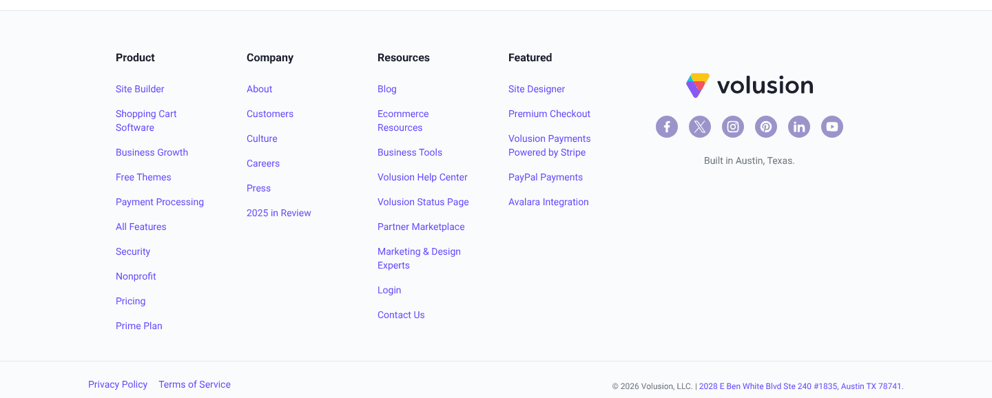 Volusion Footer