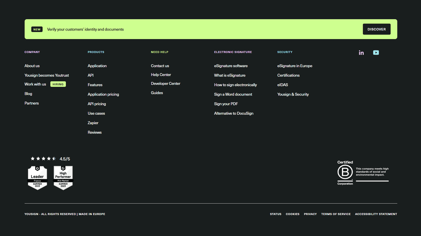 Yousign Footer