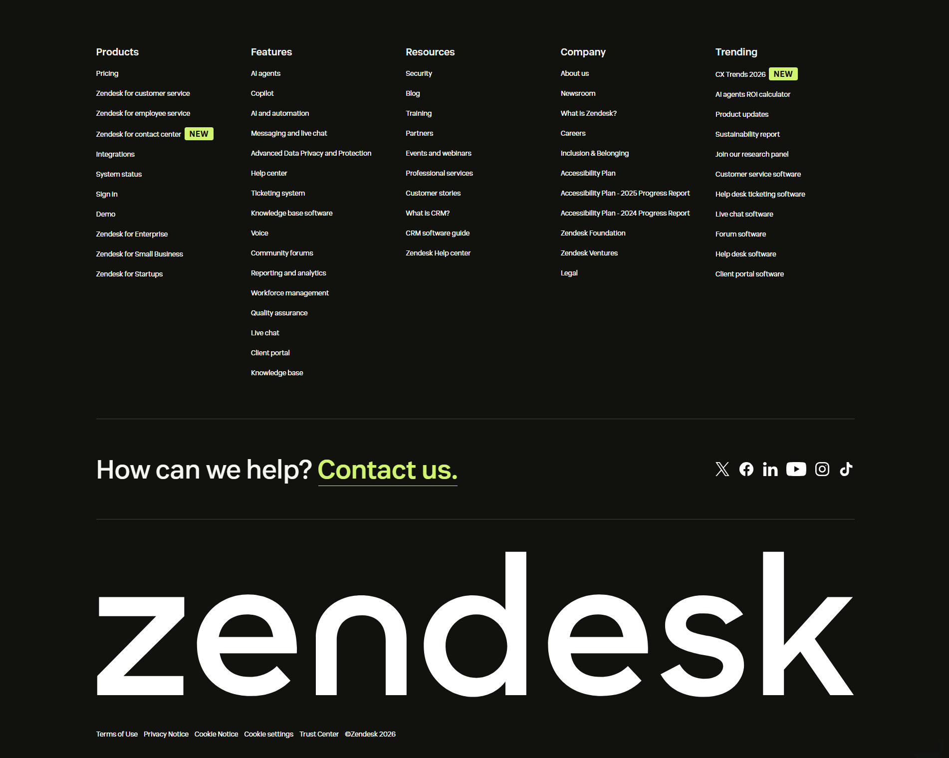 Zendesk Footer