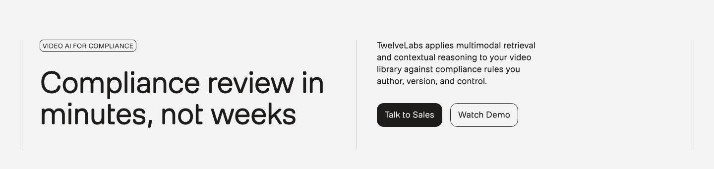Compliance by TwelveLabs Hero
