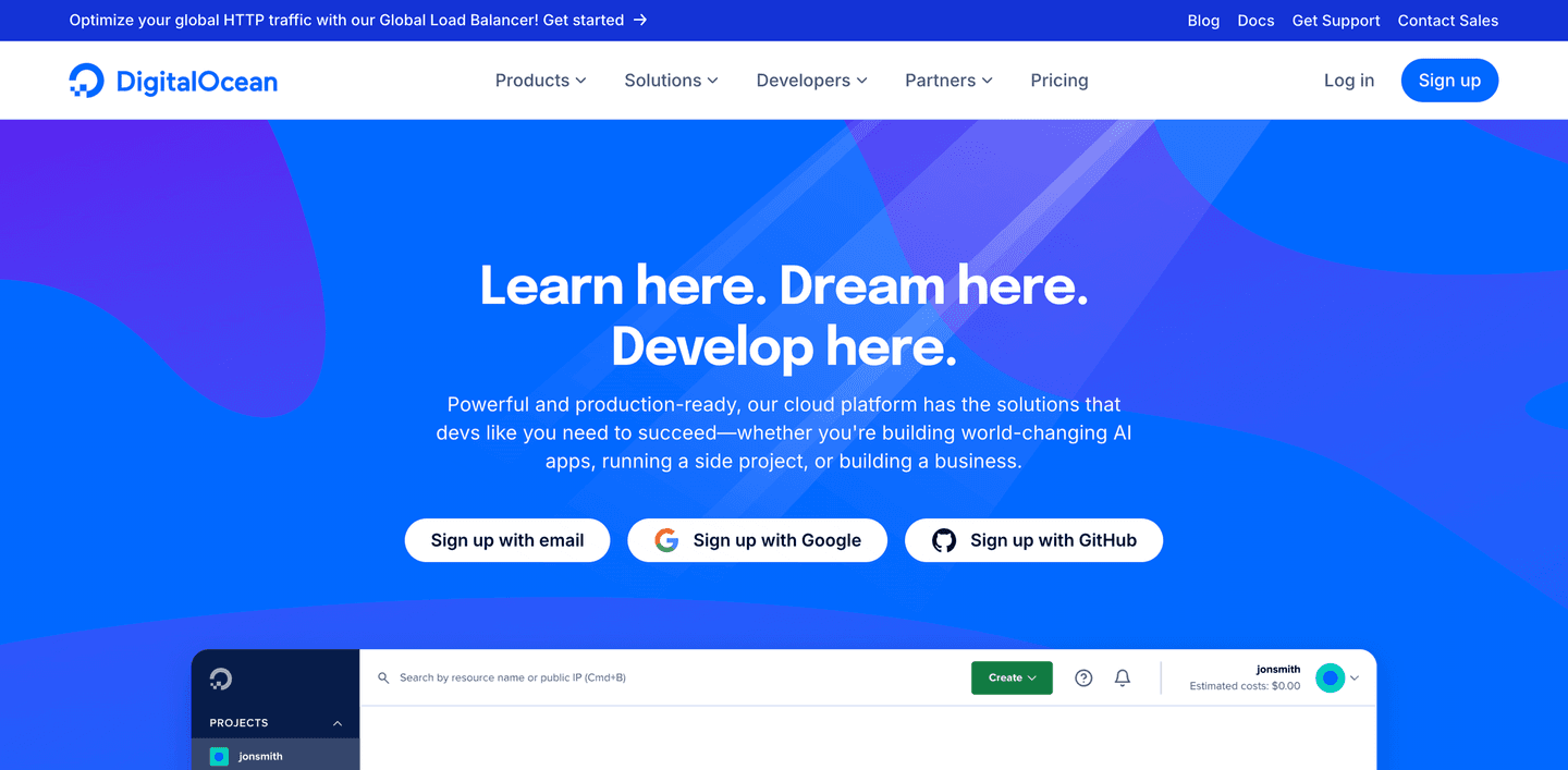 DigitalOcean Hero