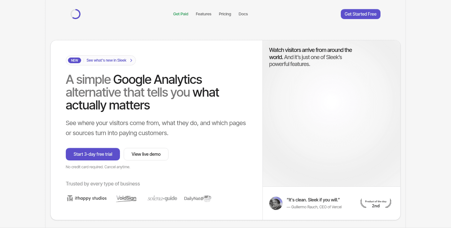 Sleek Analytics Hero