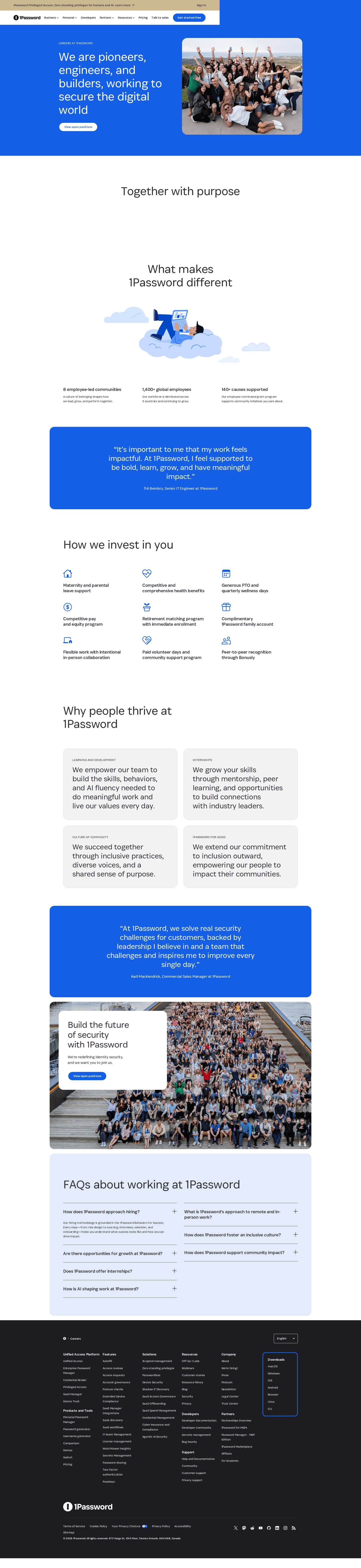 1Password careers page