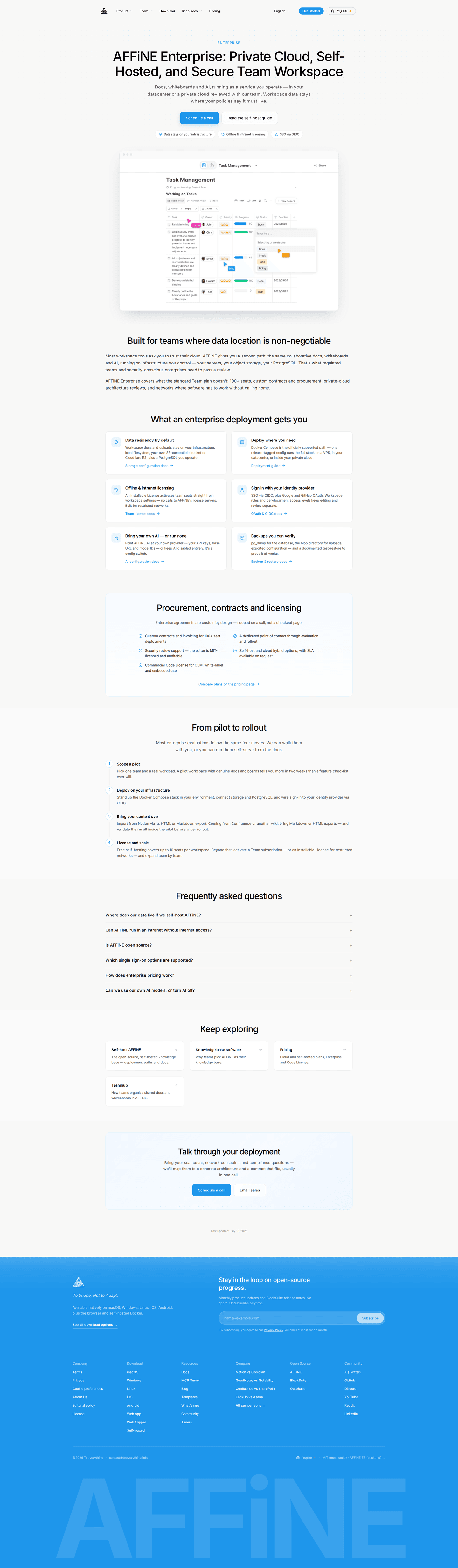 Affine enterprise page