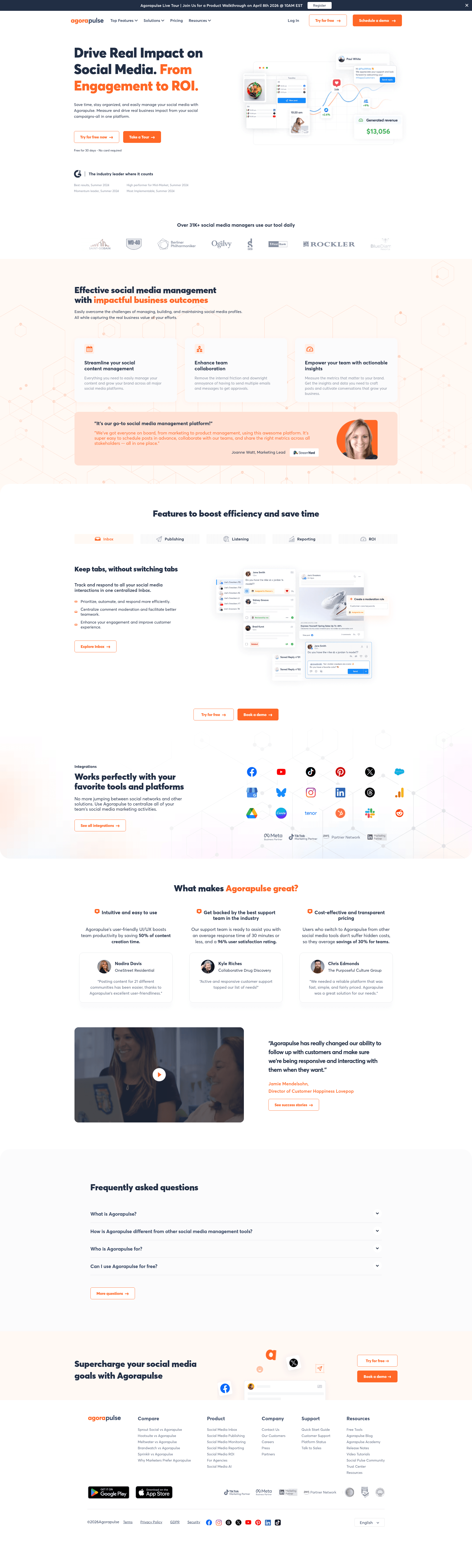 Agorapulse homepage