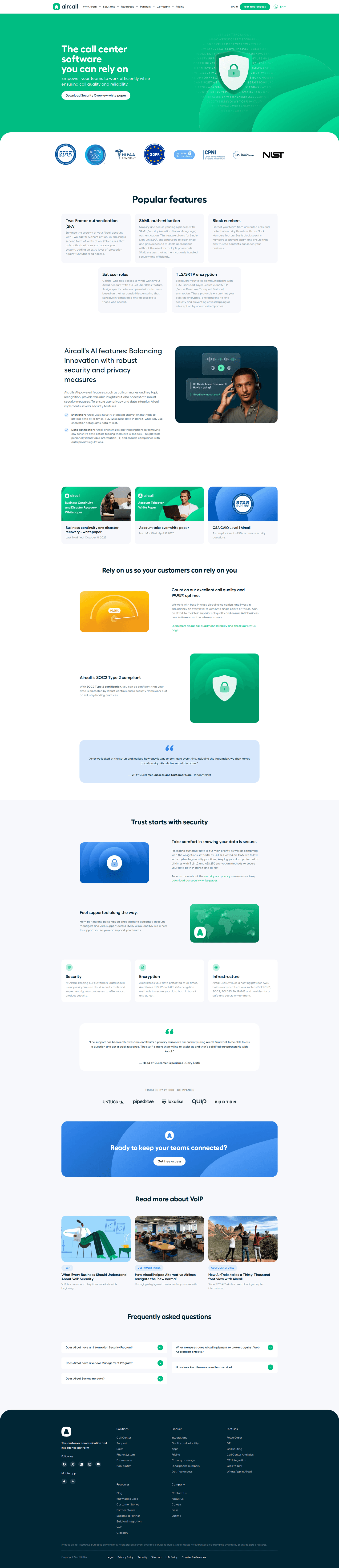 Aircall security page
