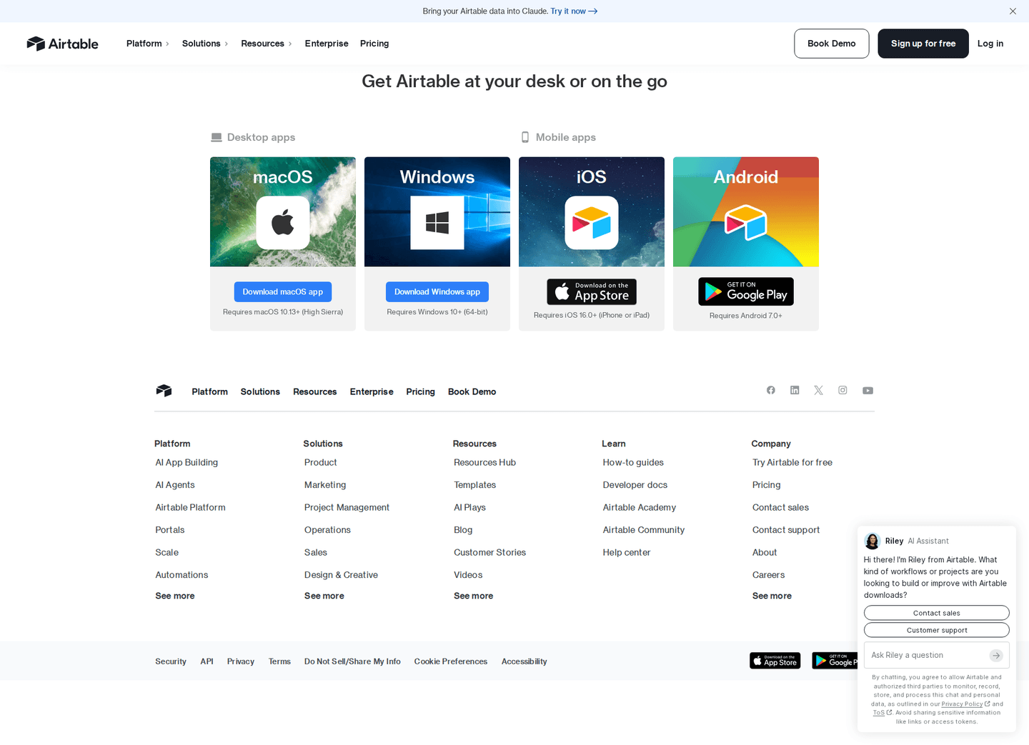 Airtable download page