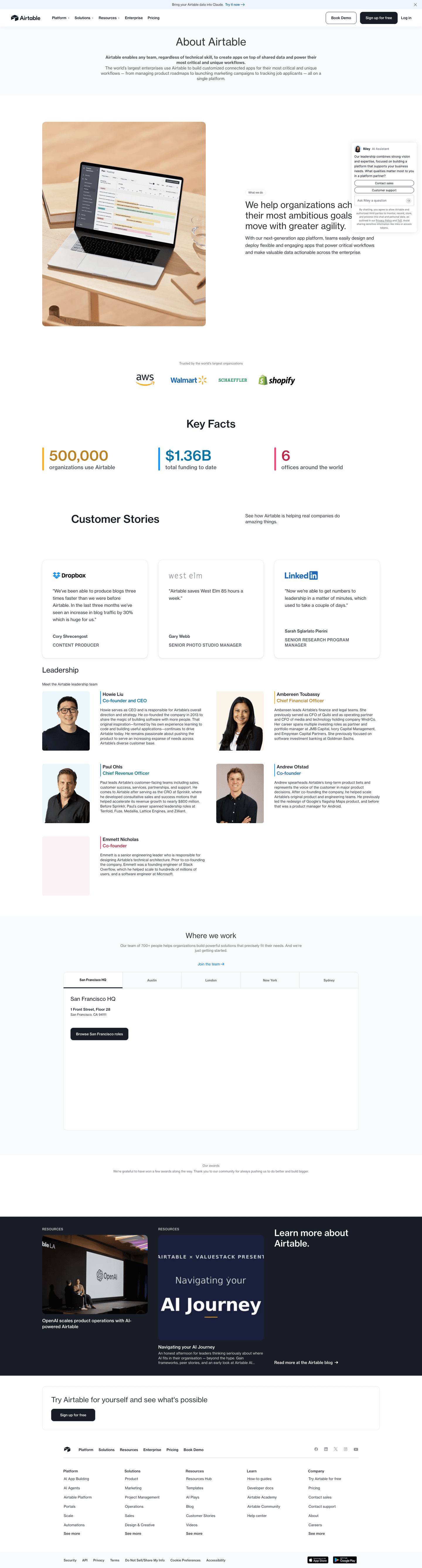 Airtable homepage