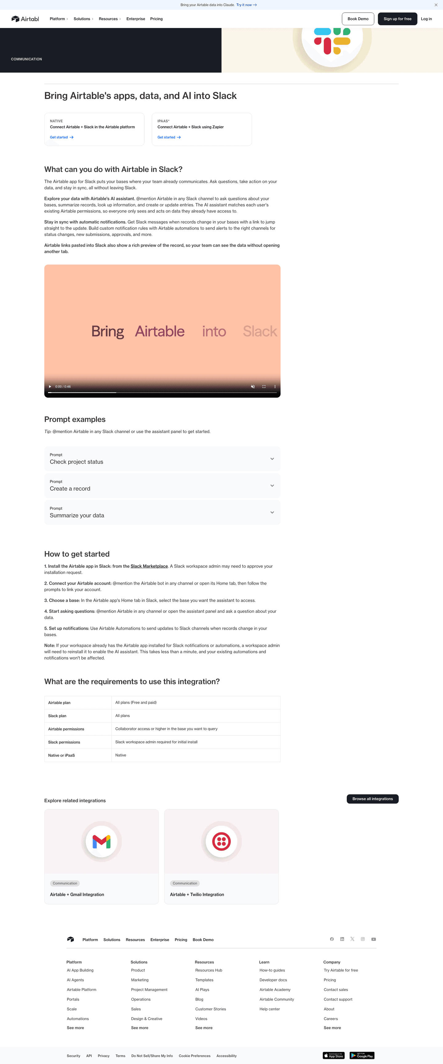 Airtable homepage