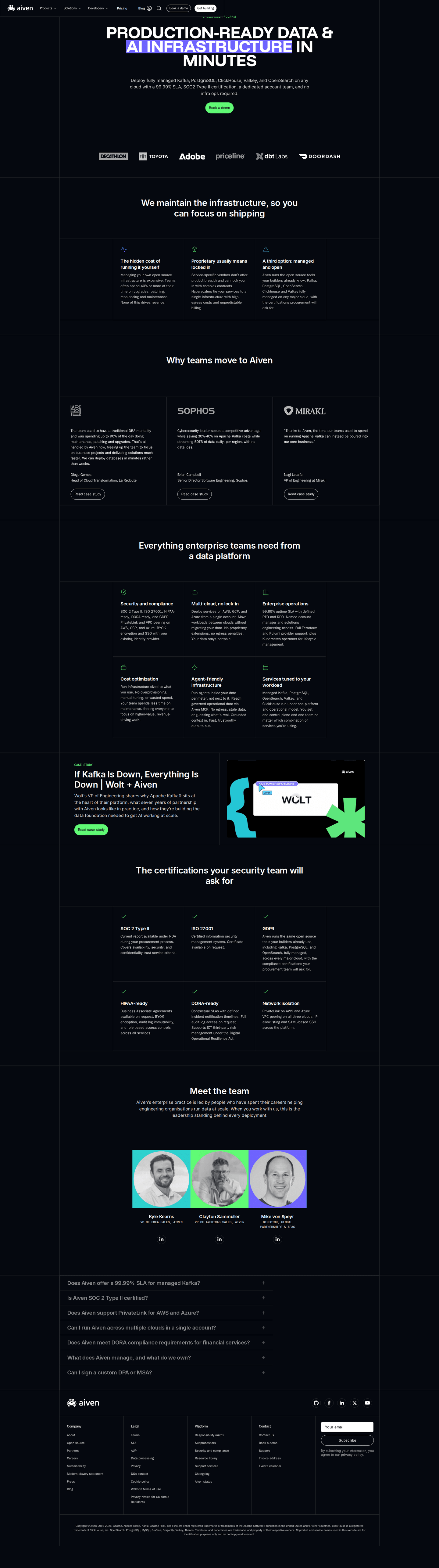 Aiven enterprise page