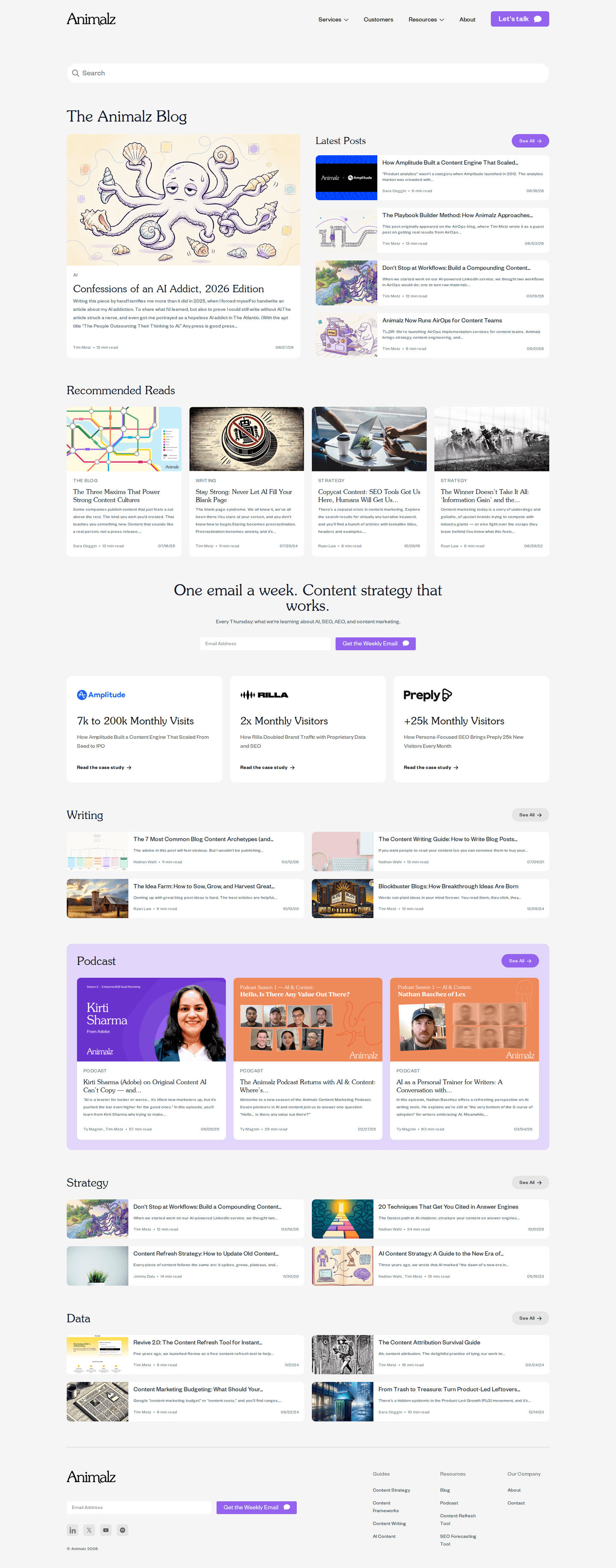 Animalz homepage